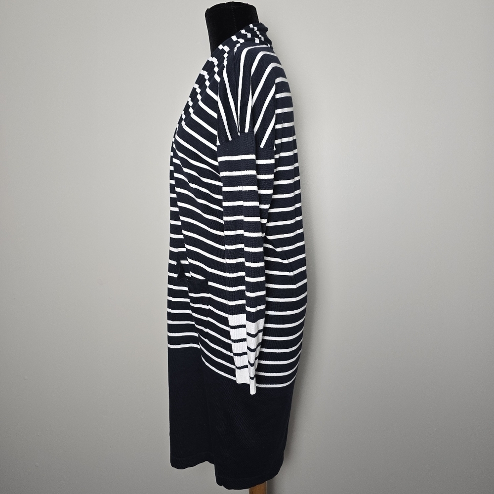 CAbi Boathouse Fuster Cardigan Sweater Navy White Open Front 6243 - Picture 2 of 12